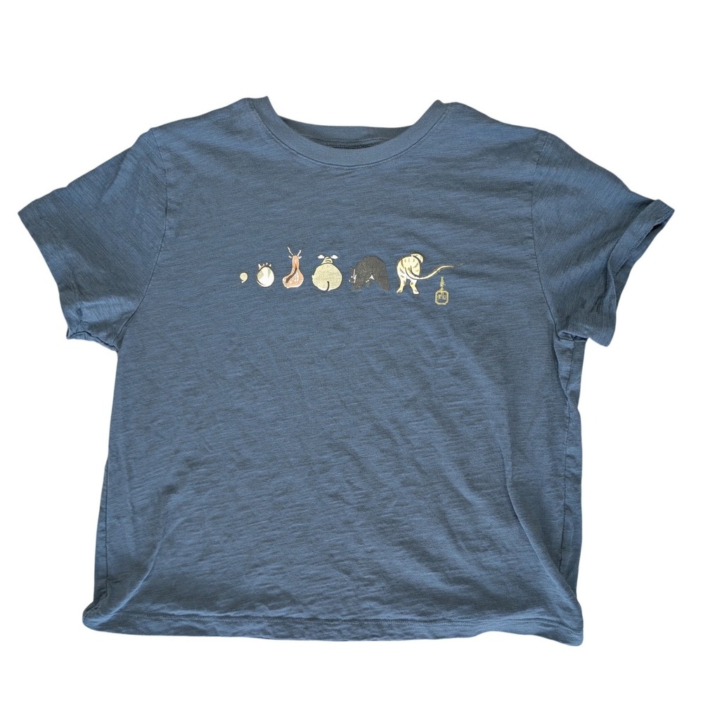 uniqlo Extra Large Green Blue Animal Butts Graphic Short Sleeve‎ t Shirt
